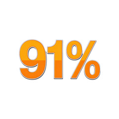 91% Orange and Grey Percentage Sign - High-Quality 3D Render