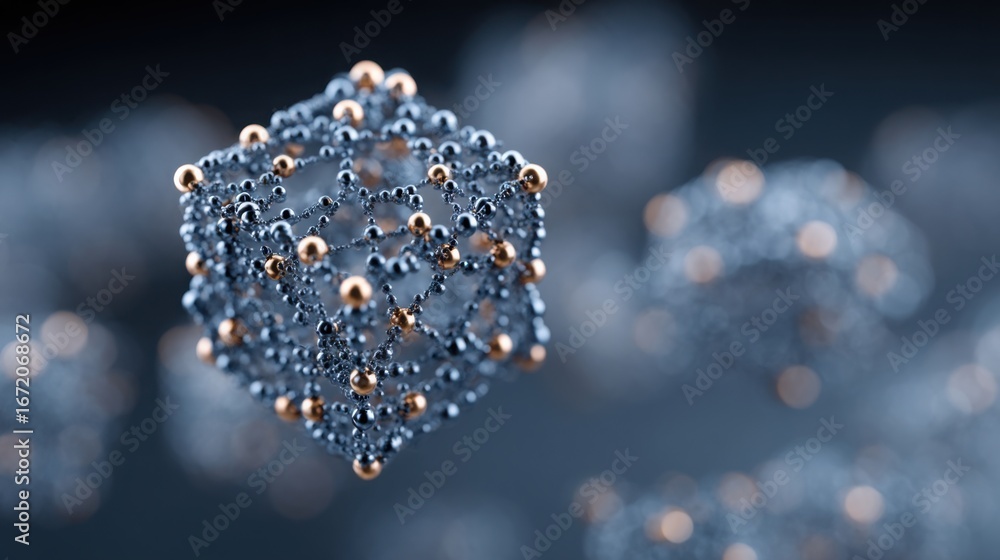 Aufkleber cluster of spheres representing quantum-aligned macro structure model builder icon concept in abstra