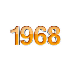 3D Render of the Year 1968 in Glossy Orange and White
