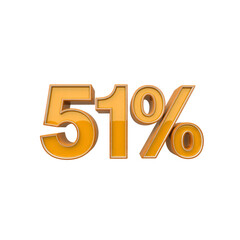 3D Render of Fifty-One Percent (51%) in Glossy Orange