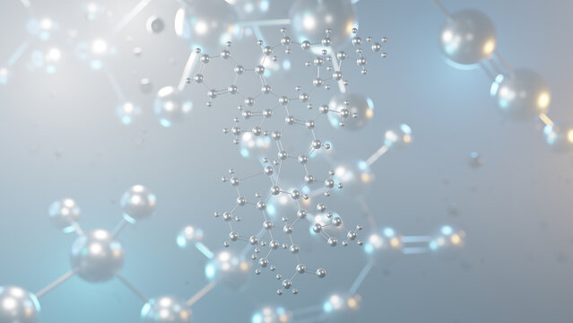 vinblastine molecular structure, 3d model molecule, antineoplastic agents structural chemical formula view from a microscope