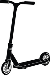 Electric scooter silhouette, urban transport vector, kick scooter design, modern mobility icon, black personal vehicle illustration, eco transport, city ride artwork