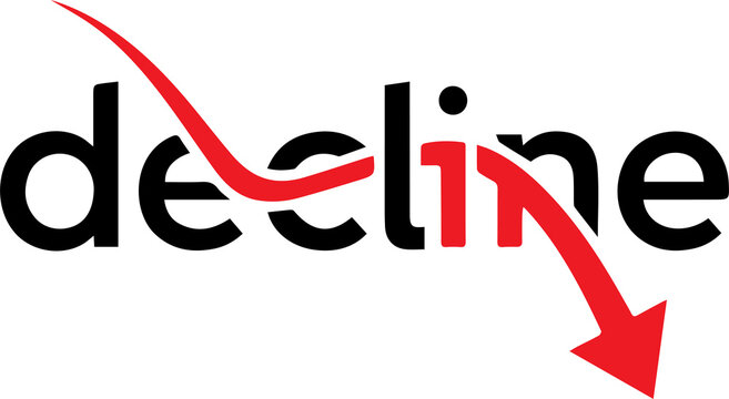 The decline with red arrow