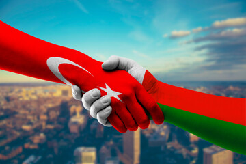 Shaking hands Turkey and Madagascar