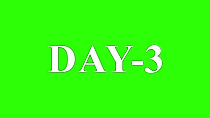 White Text DAY3 Centered on a Bright Green Screen Background day 3 lettering