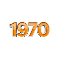 1970s Retro Number Design - Orange and Silver 3D Render