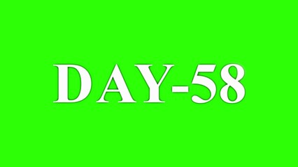Naklejka premium White Text DAY-58 on a Green Screen Background day 58 fifty eight