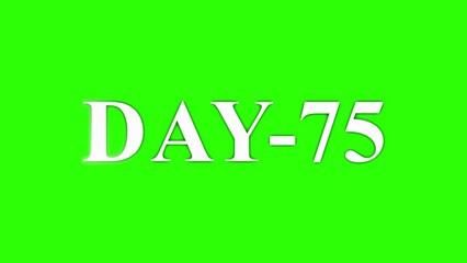 Naklejka premium White text DAY-75 on a bright green background with subtle glow effect day 75 seventy five