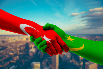 Shaking hands Turkey and Mauritania