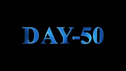 Blue Metallic 3D Text DAY-50 Against Black Background day 50 fifty