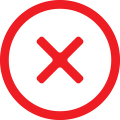 Fototapeta premium Red circle with a white background and a red X symbol, indicating cancellation.