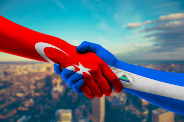 Shaking hands Turkey and Nicaragua