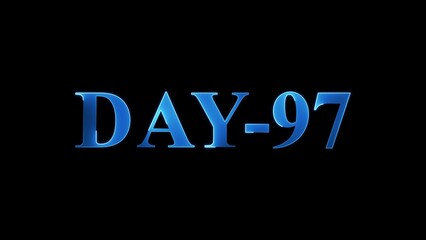 Obraz premium Blue Metallic 3D Text DAY-97 on Black Background day 97 number