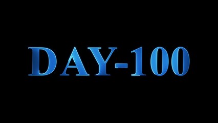 Blue Metallic Text DAY-100 Against Black Background With Subtle Glow day 100 number