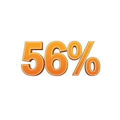 Fifty-Six Percent (56%) - Orange 3D Number Graphic on Transparent Background