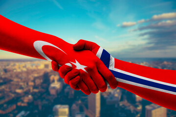 Shaking hands Turkey and Norway