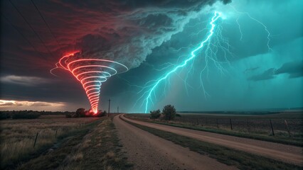 Abstract 3D visualization of glowing trading lines in vibrant neon colors, representing futuristic stock market data flow and digital financial energy pattern background 9