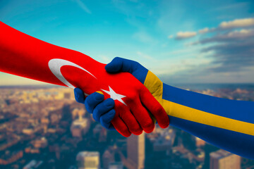 Shaking hands Turkey and Sweden