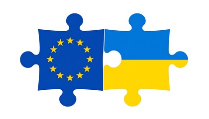 Naklejka premium EU Ukraine Jigsaw Puzzle Union.