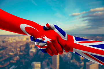 Shaking hands Turkey and UK