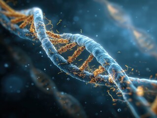 Gene expression visualization illustrating environmental influences on DNA structure, molecular biology concept showing genetic adaptation, perfect for environmental genetics and scientific research.