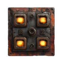 Futuristic Rusted Control Panel with Square Shape for Technology Designs