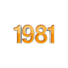 3D Render of the Year 1981 in Orange and Silver