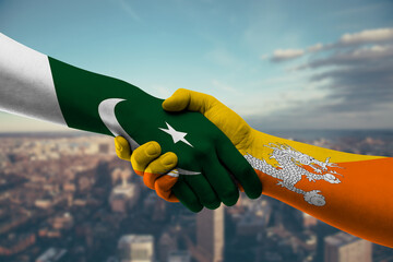 Shaking hands Pakistan and_Bhutan