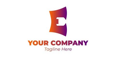 Modern Abstract Letter E Logo with Gradient Orange and Purple