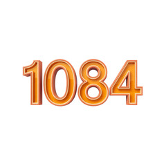 3D Render of the Number 1084 in Orange and Peach