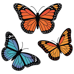 set of butterflies