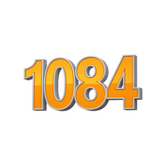 3D Render of Number 1084 - Orange and Silver