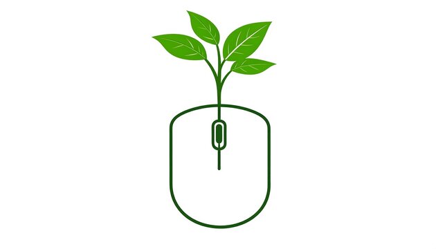 Green sprout in a computer mouse
