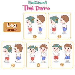 Cartoon traditional Thai dance vector.