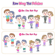 Cartoon traditional Thai dance vector.