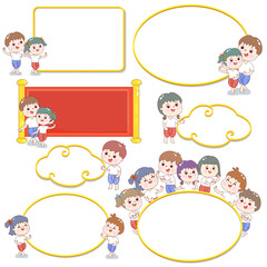 Cartoon traditional Thai dance vector.