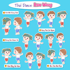 Cartoon traditional Thai dance vector.