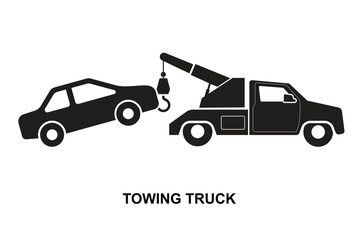 Car towing truck icon isolated on background vector illustration.