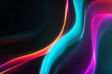 Obraz premium Wavy Neon Abstract Wallpaper