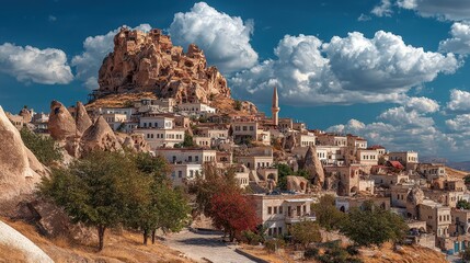 Obraz premium Cappadocia Turkey Cave Houses Hilltop Village