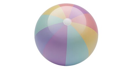 Obraz premium Pastel Rainbow Beach Ball Summer Fun Inflatable Toy for Kids and Adults