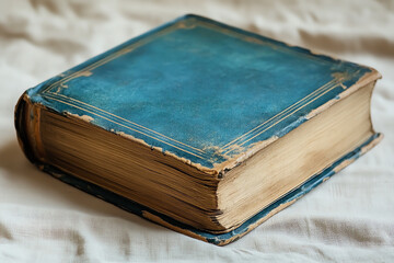An antique book with a blue cover, showcasing vintage craftsmanship and timeless elegance, perfect for literary enthusiasts.