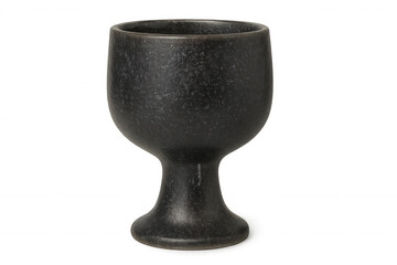 Dark earthenware goblet isolated on transparent background, perfect for showcasing beverages or adding a touch of rustic charm