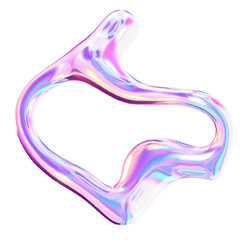 Abstract Fluid Shape Holographic with Iridescent Colors 3D Render Artwork