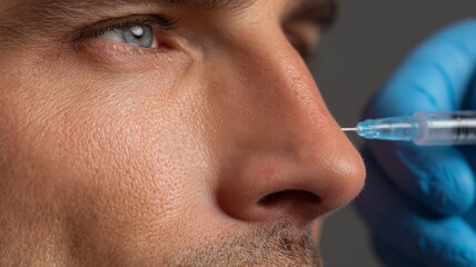 Cosmetology procedure performed on male subject at a clinic highlighting skincare treatments and precision techniques