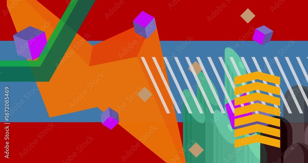 Aufkleber geometrical graphic retro theme background animation with place for text. minimal geometric elements