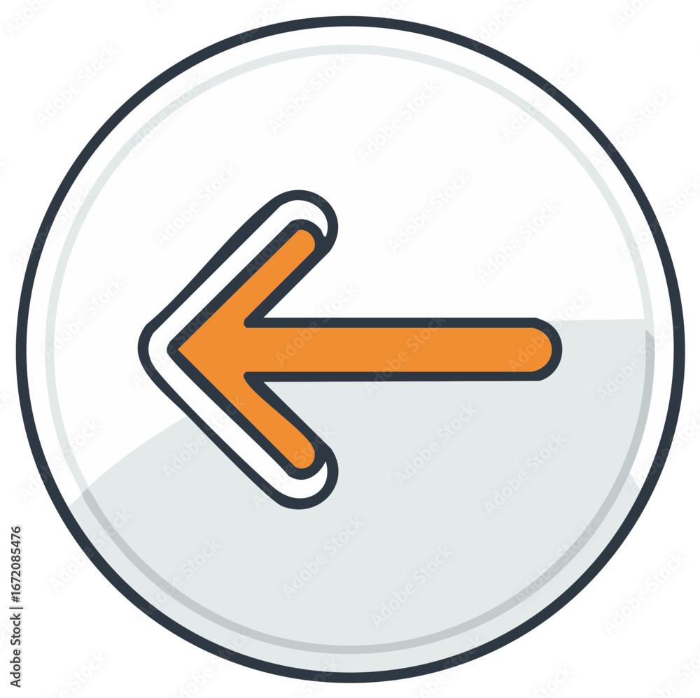 Poster left arrow icon in a circle for back or previous navigation button