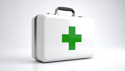 Obraz premium White First Aid Kit with Green Cross.