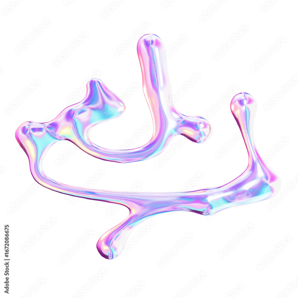 Poster iridescent liquid abstract shape design element with holographic effect