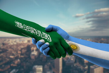 Shaking hands Saudi Arabia and Argentina